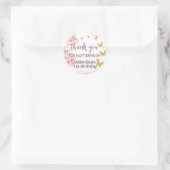 Pink Blume Gold Schmetterlinge Script Danke Runder Aufkleber (Tasche)
