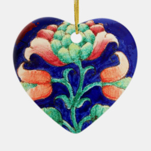 PINK BLUME Green Blue Floral Heart Keramik Ornament