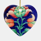PINK BLUME Green Blue Floral Heart Keramik Ornament (Hinten)