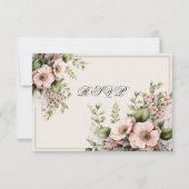 Pink Blume Grüne Weinberge Ferns RSVP Karte (Vorderseite)