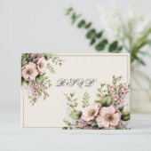 Pink Blume Grüne Weinberge Ferns RSVP Karte (Stehend Vorderseite)