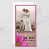 Pink Blume Just Married Wedding Foto Card Ankündigung (Vorne/Hinten)