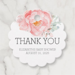 Pink Blume Kinderdusche Danke Ihnen für die Tags Geschenkanhänger