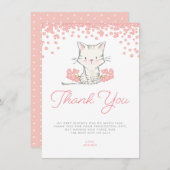 Pink Blume Kitten Girl Babydusche Dankeskarte (Vorne/Hinten)