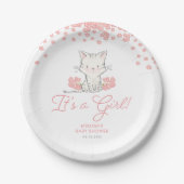 Pink Blume Kitten Girl Babydusche Pappteller (Vorderseite)