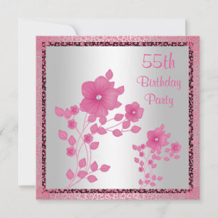 Pink Blume & Lace 55. Geburtstagsparty Einladung