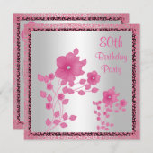 Pink Blume & Lace 80. Geburtstagsparty Einladung (Vorne/Hinten)