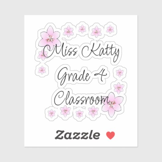 Pink-Blume Lehreraufkleber Aufkleber (Blatt)