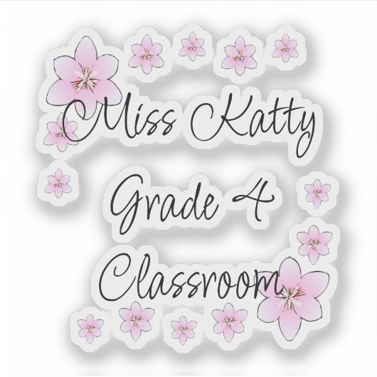 Pink-Blume Lehreraufkleber Aufkleber (Vorderseite)