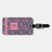 Pink-Blume Lila Gepäckanhänger (Vorderseite horizontal)