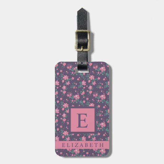 Pink-Blume Lila Gepäckanhänger (Vorderseite vertikal)