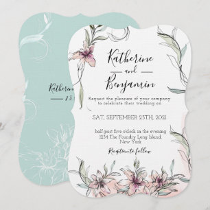 Pink Blume Lilies Hochzeitseinladung Einladung