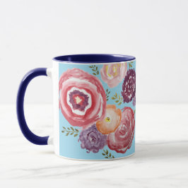Pink Blume Malerei Bouquet Kaffee Tasse