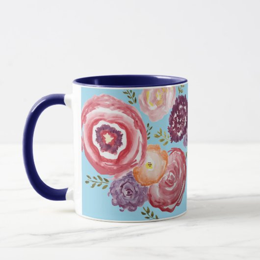 Pink Blume Malerei Bouquet Kaffee Tasse (Links)