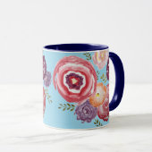 Pink Blume Malerei Bouquet Kaffee Tasse (VorderseiteRechts)