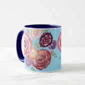 Pink Blume Malerei Bouquet Kaffee Tasse (Vorderseite Links)