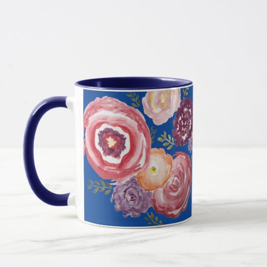Pink Blume Malerei Bouquet Kaffee Tasse (Links)