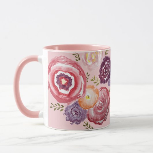 Pink Blume Malerei Bouquet Kaffee Tasse (Links)