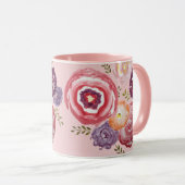 Pink Blume Malerei Bouquet Kaffee Tasse (VorderseiteRechts)