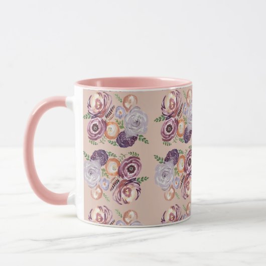 Pink Blume Malerei Bouquet Kaffee Tasse (Links)