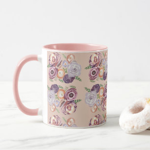 Pink Blume Malerei Bouquet Kaffee Tasse
