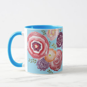 Pink Blume Malerei Bouquet Kaffee Tasse