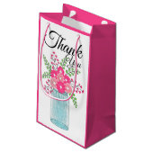 Pink Blume Mason Jar Danke Kleine Geschenktüte (Rückseite Schrägansicht)