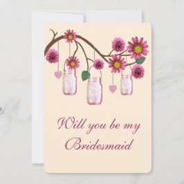 Pink Blume Mason Jars Bridesmaid Card Einladung