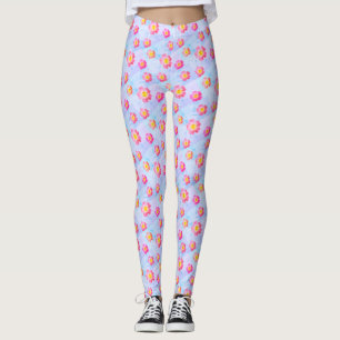 Pink Blume Muster auf Pastellfarben Leggings