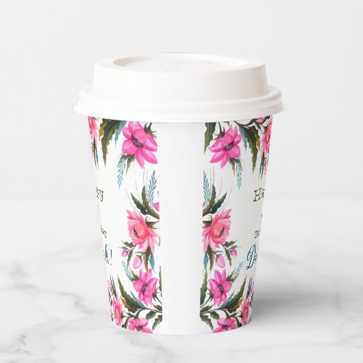 Pink-Blume Papiertasse Pappbecher (Links)