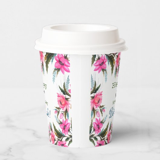 Pink-Blume Papiertasse Pappbecher (Rechts)