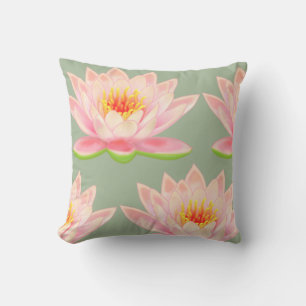 Pink Blume Pattern auf Laurel Green Throw Kissen