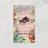 Pink Blume Pianist Music Teacher Business Card Visitenkarte (Vorderseite)