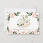 Pink-Blume Pumpkin Fall Kinderduschratenkarte Einladung (Rückseite)