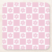 Pink-Blume Rechteckiger Pappuntersetzer (Vorderseite)