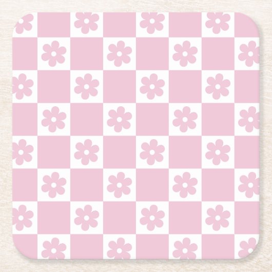 Pink-Blume Rechteckiger Pappuntersetzer (Vorderseite)