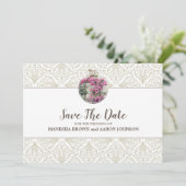 PINK-Blume - Save the Date flache Karte (Stehend Vorderseite)