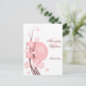 Pink Blume Schmetterling Danke Postkarte (Stehend Vorderseite)