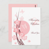Pink Blume Schmetterling Danke Postkarte (Vorne/Hinten)