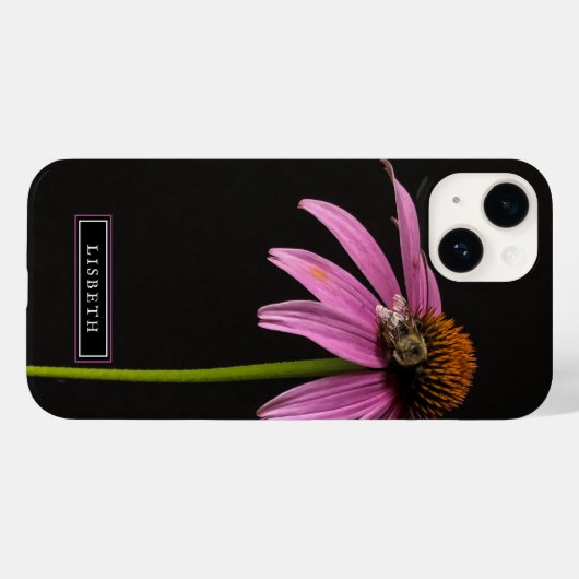 Pink Blume und Bumble Bee iPhone Case (Rückseite (Horizontal))