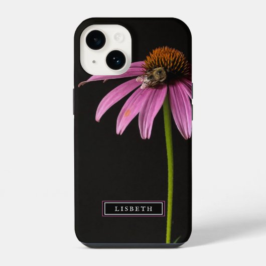 Pink Blume und Bumble Bee iPhone Case Hülle (Rückseite)