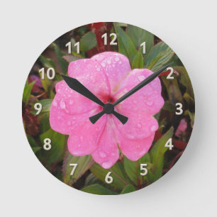 Pink Blume Wanduhr