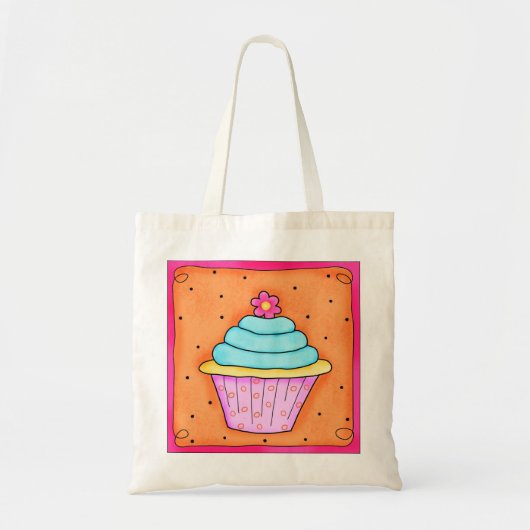 Pink Blume Whimsy Cupcake Totasche Tragetasche (Vorne)