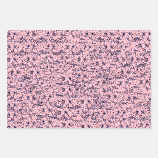 Pink Blume Wrapping Paper  Geschenkpapier Set (Vorderseite 2)