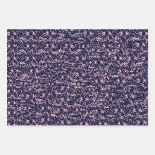 Pink Blume Wrapping Paper  Geschenkpapier Set (Vorderseite)
