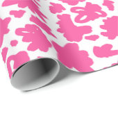 Pink-Blume-Zeichenmuster-Papier Geschenkpapier (Rolleneckpunkt)