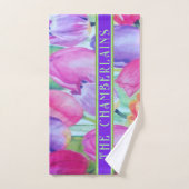 PINK Blumendekor. Text Badhandtuch Set (Handtuch)