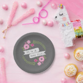 Pink-BlumenKranz-Babyparty Pappteller (Party)