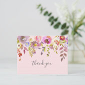 Pink Blumenmädchen Baby Duschgedicht danke Postkarte (Stehend Vorderseite)