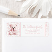 PInk Blumenmuster Teddy Bär Rücksendeadresse (Insitu)